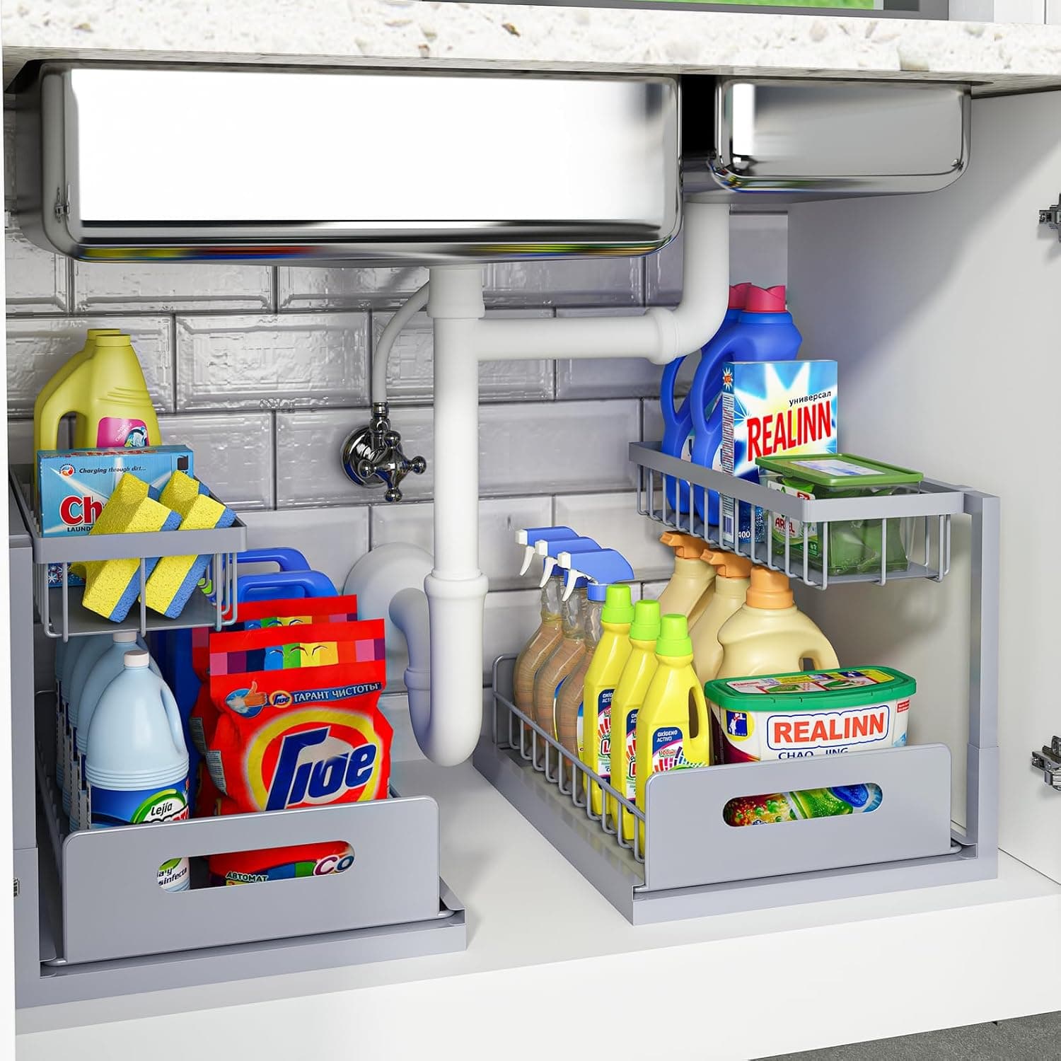 REALINN 2-Tier Slide-Out Under-Sink Organizer (2-Pack)